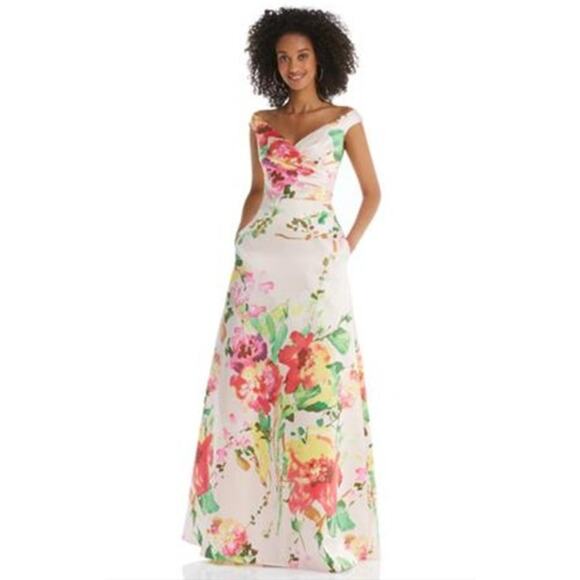 ALFRED SUNG Dress Size 24W NEW NWOT Pockets Pink V Neck Floral - Picture 1 of 8